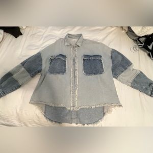 Oversized multi patched Jean shacket